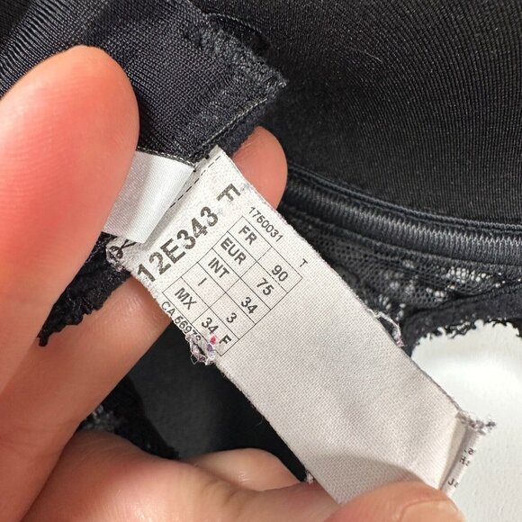 Simone Perele 34F Bra Underwired Black Smooth Floral Mesh Bow Adjustable Straps - Picture 14 of 16
